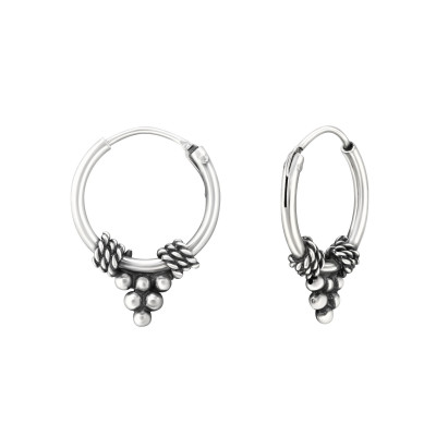 Silver 12mm Bali Hoops