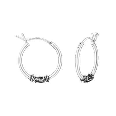 Silver 16mm Bali Hoops