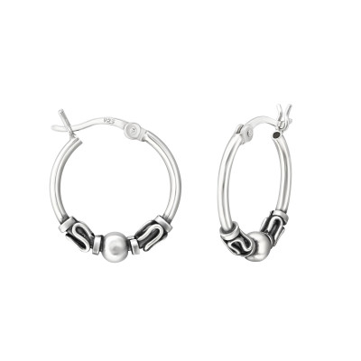 Silver 17mm Bali Hoops