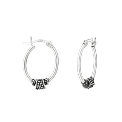 Silver 15mm Bali Hoops