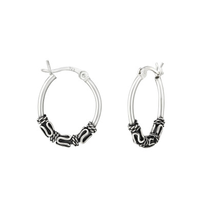 Silver 15mm Bali Hoops