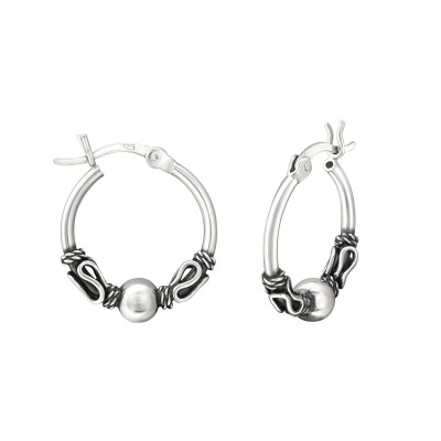 Silver 16mm Bali Hoops