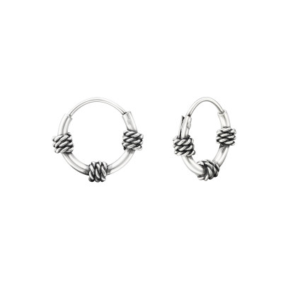 Silver 10mm Bali Hoops