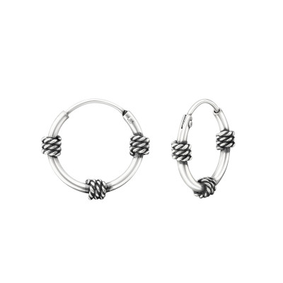 Silver 12mm Bali Hoops