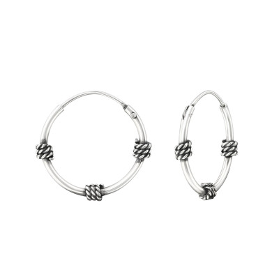 Silver 16mm Bali Hoops