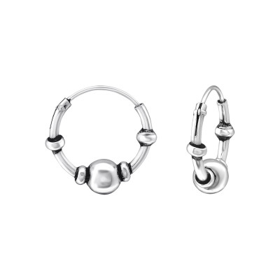 Silver 12mm Bali Hoops