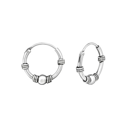 Silver 12mm Bali Hoops