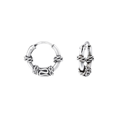 10mm Sterling Silver Bali Hoops