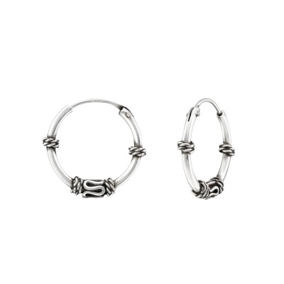 Silver 14mm Bali Hoops