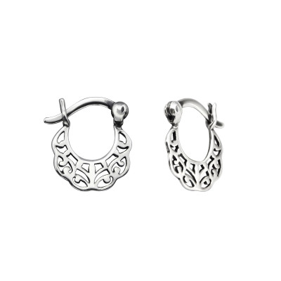 Ethnic Sterling Silver Bali Hoops