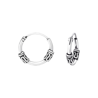 Silver 12mm Bali Hoops