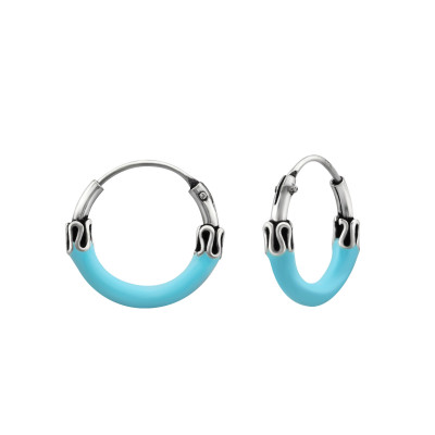 Silver 12mm Bali Hoops with Epoxy