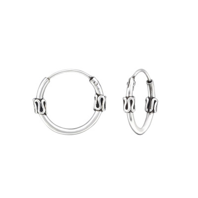 Silver 12mm Bali Hoops