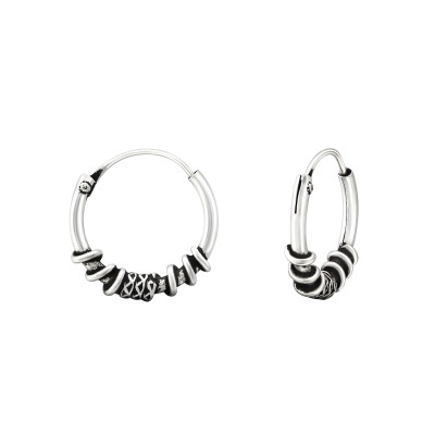 Silver 12mm Bali Hoops