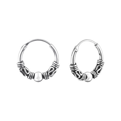 Silver 12mm Bali Hoops