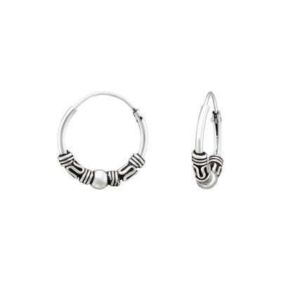 Silver 14mm Bali Hoops