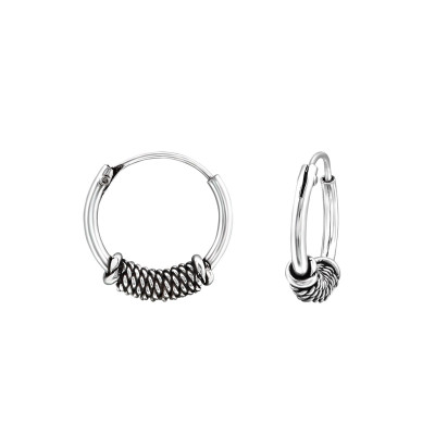 Silver 12mm Bali Hoops