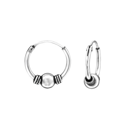 Silver 12mm Bali Hoops