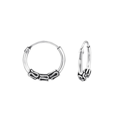 Silver 12mm Bali Hoops