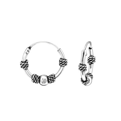 Silver 12mm Bali Hoops