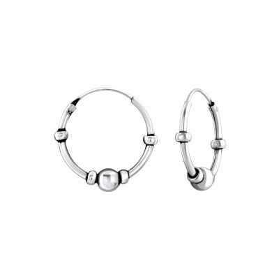 Silver 16mm Bali Hoops