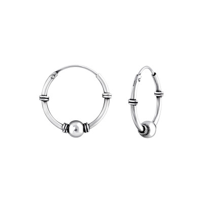 Silver 16mm Bali Hoops