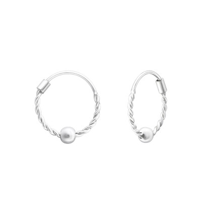 Silver 12mm Bali Hoops