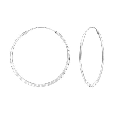 Silver Hammered 32mm Bali Hoops