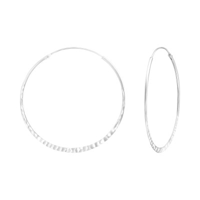 Silver Hammered 42mm Bali Hoops