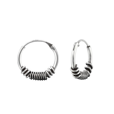 Silver 12mm Bali Hoops