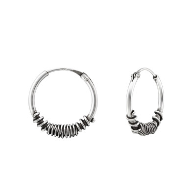 14mm Sterling Silver Bali Hoops