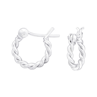 Silver Twisted 12mm Bali Hoops with French Lock