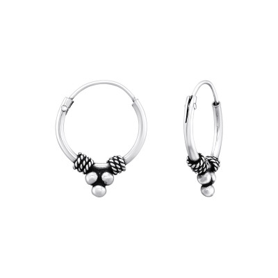 Silver 12mm Bali Hoops