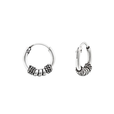 Silver 10mm Bali Hoops