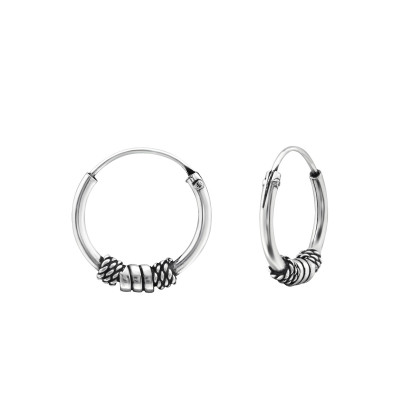 14mm Sterling Silver Bali Hoops