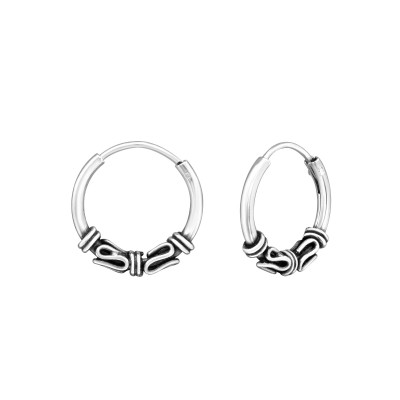 Silver 12mm Bali Hoops