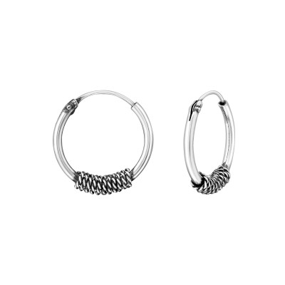 Silver 14mm Bali Hoops