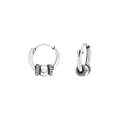 Silver 10mm Bali Hoops