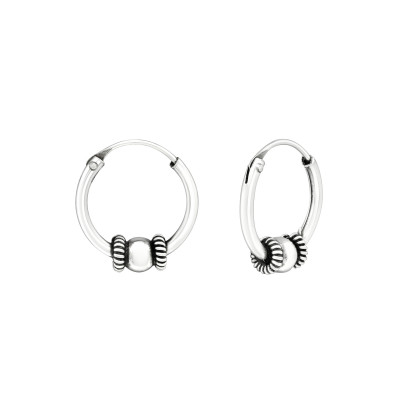 Silver 12mm Bali Hoops