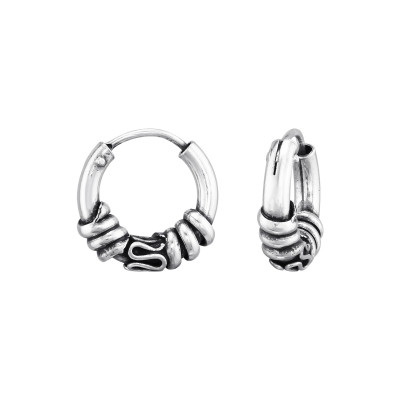 14mm Sterling Silver Bali Hoops