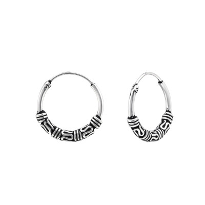 Silver 14mm Bali Hoops