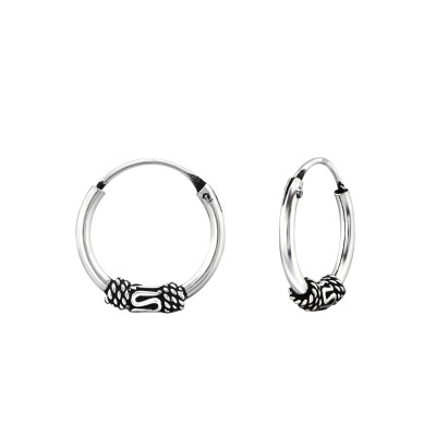 Silver 12mm Bali Hoops