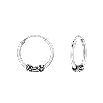 Silver 14mm Bali Hoops