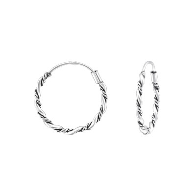 Silver Twisted 16mm Bali Hoops