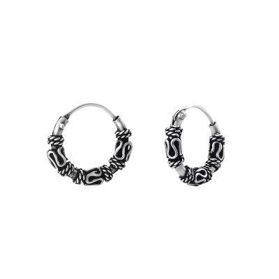 Silver 10mm Bali Hoops