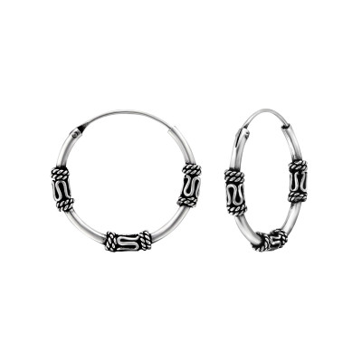 Silver 18mm Bali Hoops