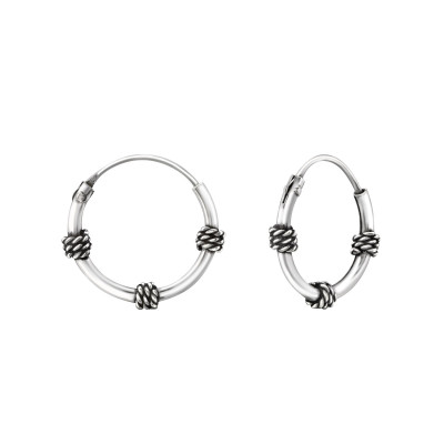 Silver 12mm Bali Hoops