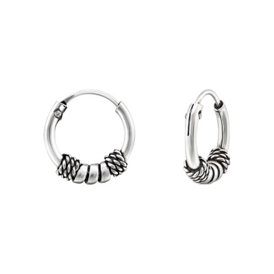 Silver 12mm Bali Hoops