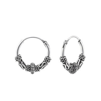 Silver 14mm Bali Hoops