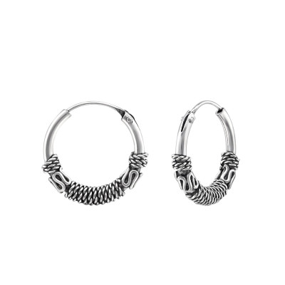 Silver 14mm Bali Hoops